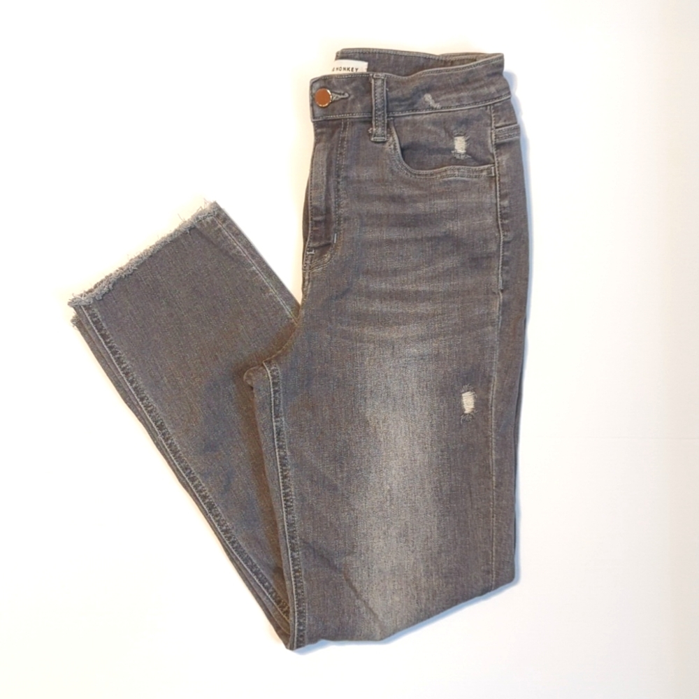 Flying Monkey Super High Rise Ankle Straight Leg Jeans, Distressed gray Size 27